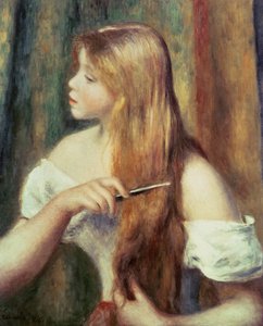 Blond flicka som kammar håret, 1894